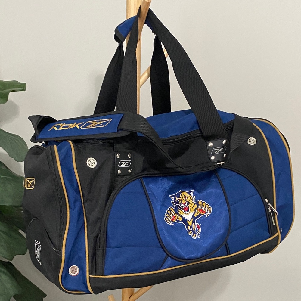 Vintage Florida Panthers Reebok Black and Blue Duffel Bag